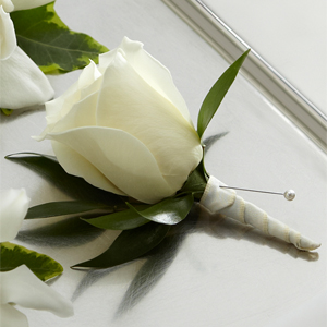 The FTD White Rose Boutonniere